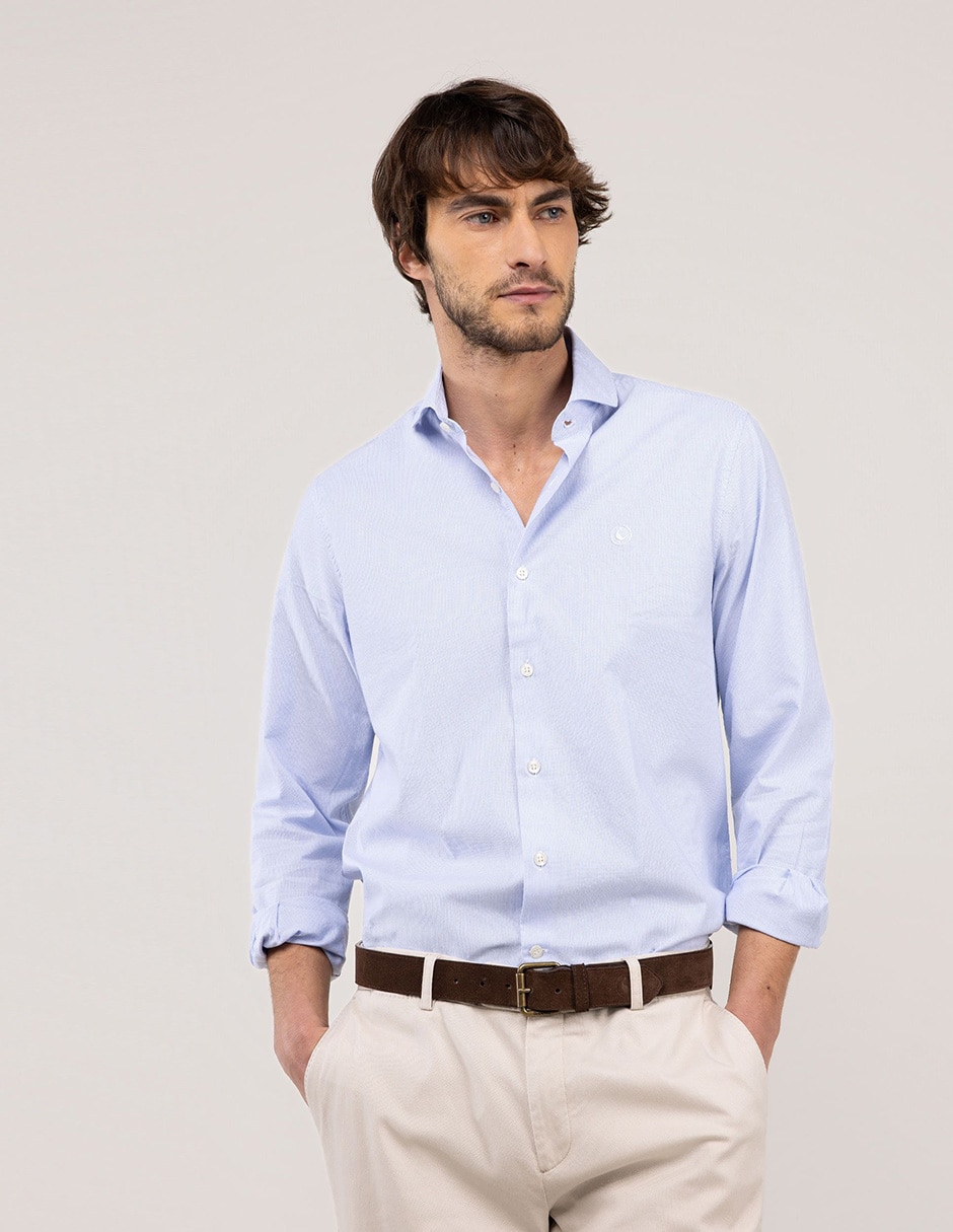 Camisa casual de algodón manga larga para hombre