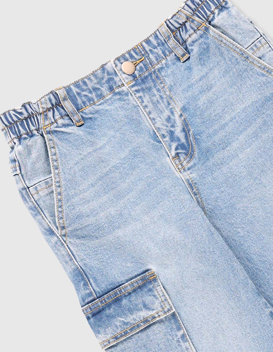 Jeans cargo straight That's It lavado desgastado para niña