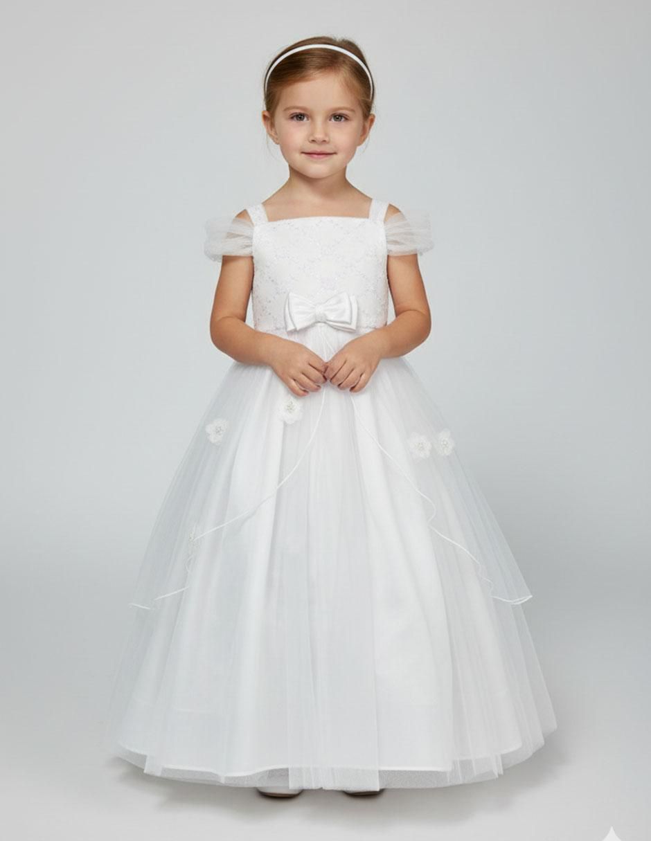 Vestido Florencia manga con pliegues para niña