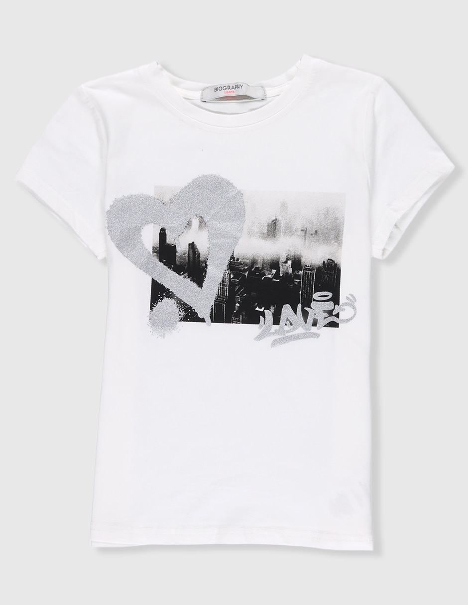 Playera Biography manga corta para niña