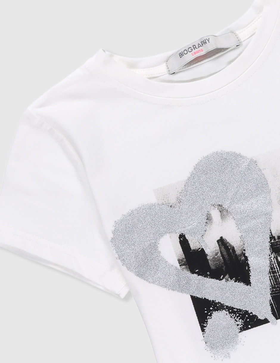 Playera Biography manga corta para niña