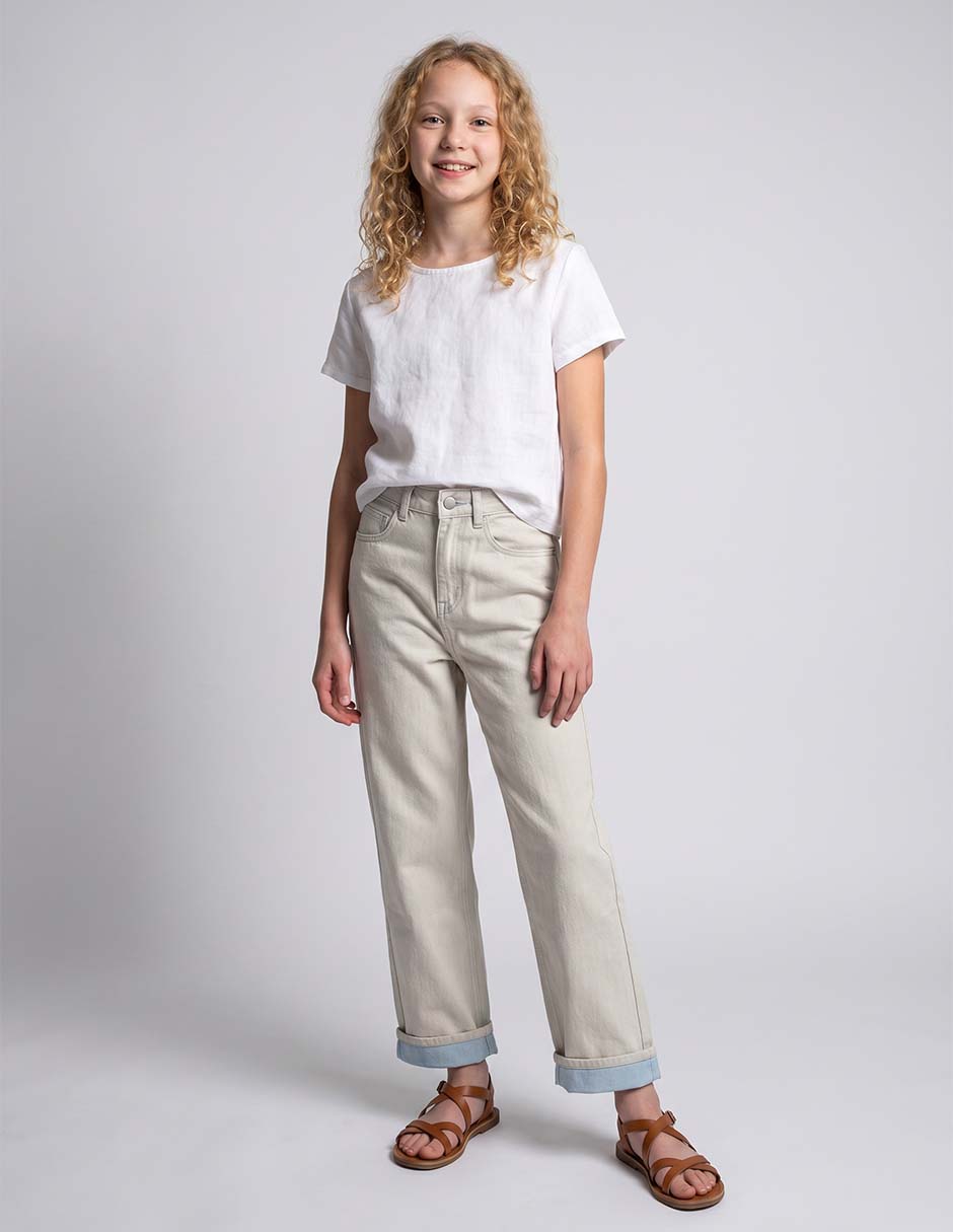 Jeans amplio lavado claro para niña