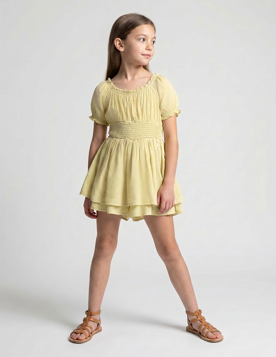 Jumpsuit corto de algodón para niña Jumpsuit corto de algodón para niña