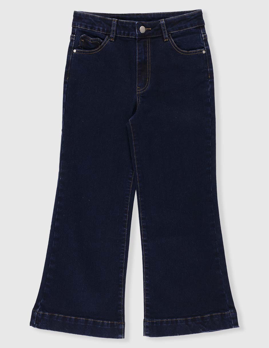 Jeans campana lavado obscuro para niña