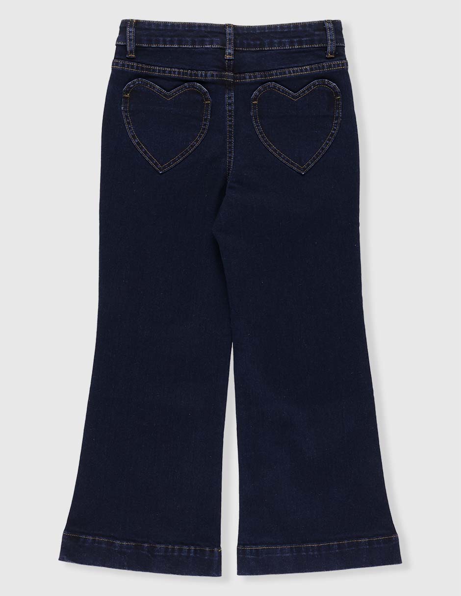 Jeans campana lavado obscuro para niña 2
