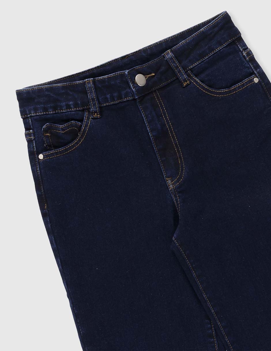 Jeans campana lavado obscuro para niña 3
