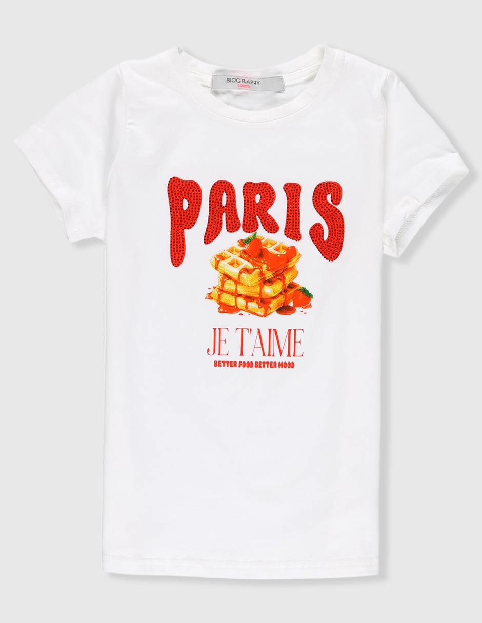 Playera Biography manga corta para niña