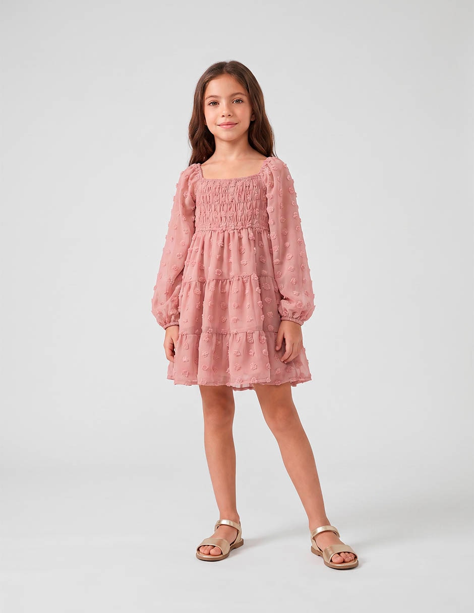 Vestido manga globo para niña 5
