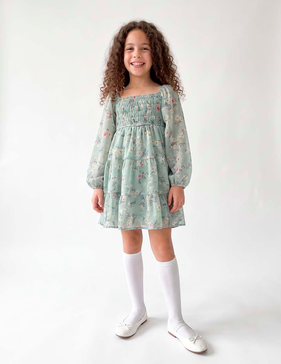 Vestido ava & yeelly manga globo para niña 2