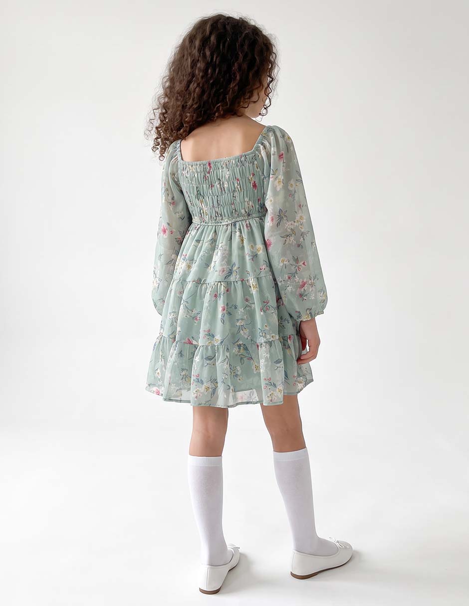 Vestido ava & yeelly manga globo para niña 6