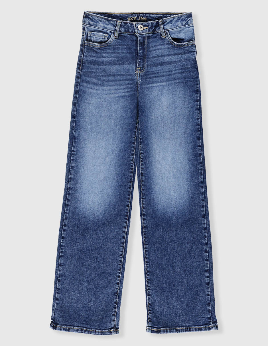 Jeans wide leg deslavado para niña Jeans wide leg deslavado para niña