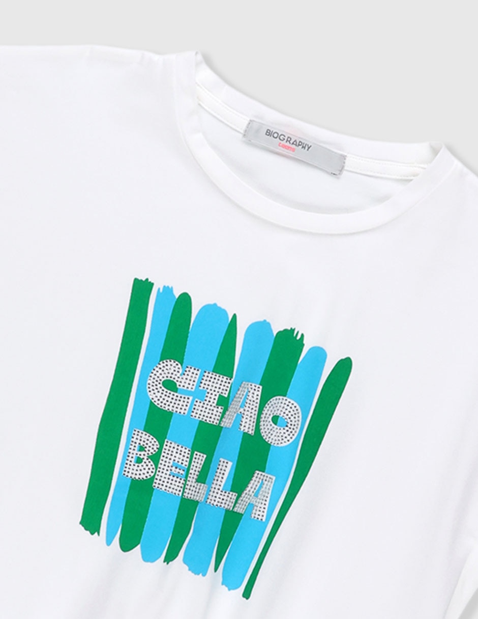 Playera Biography manga corta para niña