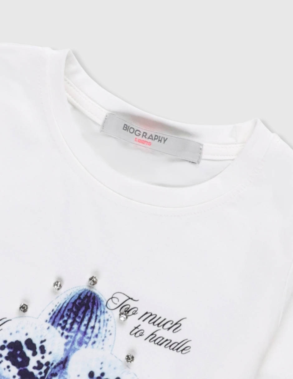 Playera Biography manga corta para niña