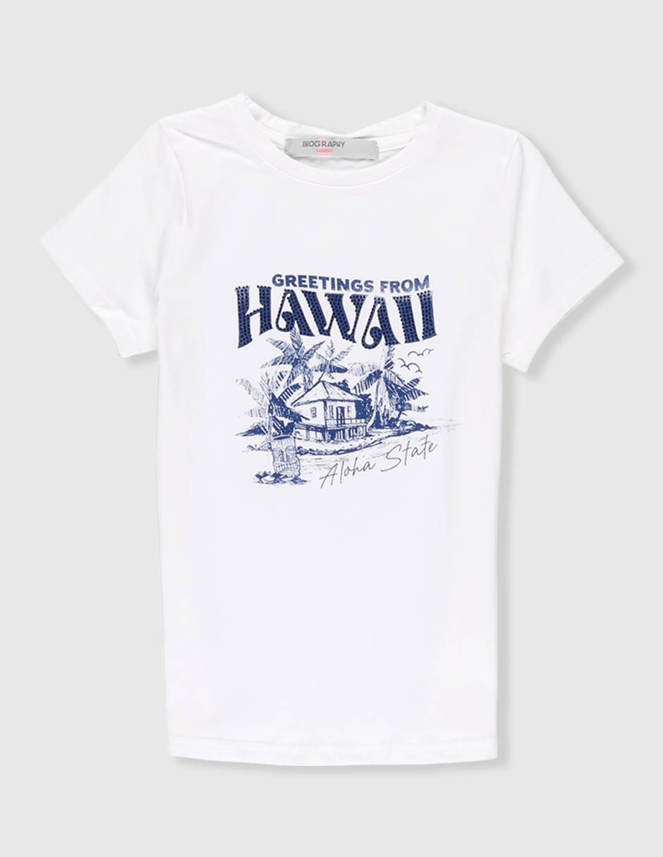 Playera Biography manga corta para niña