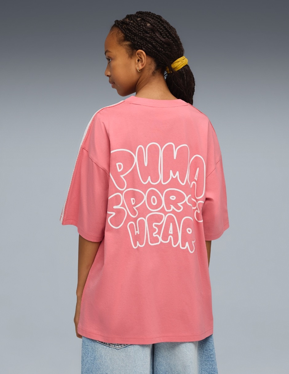 Playera puma luminous cloud oversized graphic tee g manga corta para niña