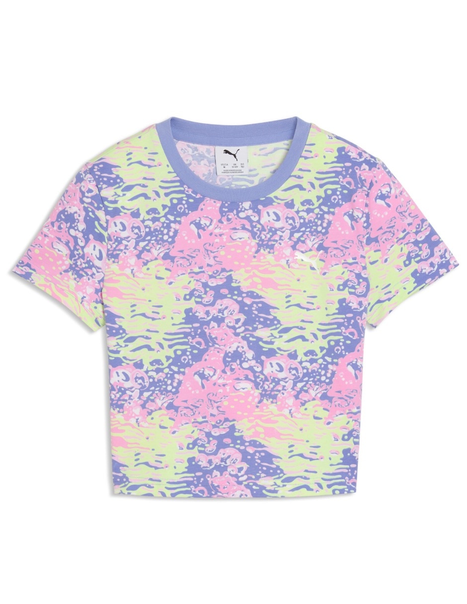 Playera puma luminous cloud aop baby tee g manga corta para niña