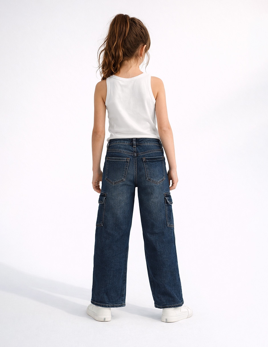 Jeans cargo relajado para niña 5