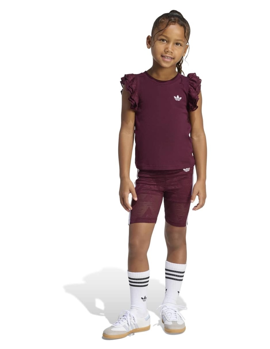 Conjunto deportivo lace cycling short tee set para niña Conjunto deportivo lace cycling short tee set para niña