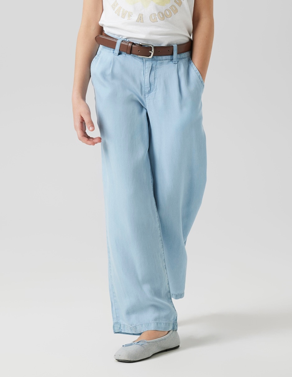 Jeans regular wide leg lavado para infantil niña 2