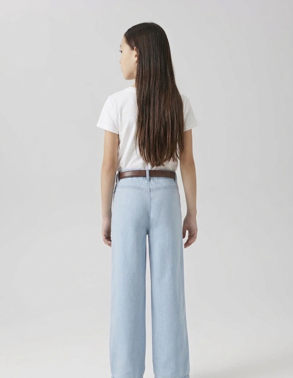 Jeans wide leg lavado denim para niña 2