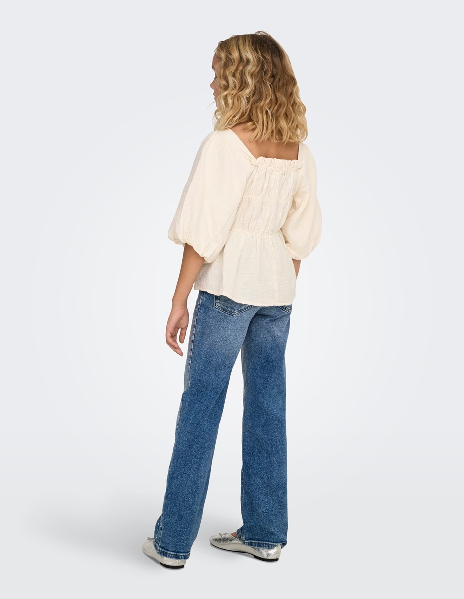 Jeans wide leg Cristales lavado denim para niña 2