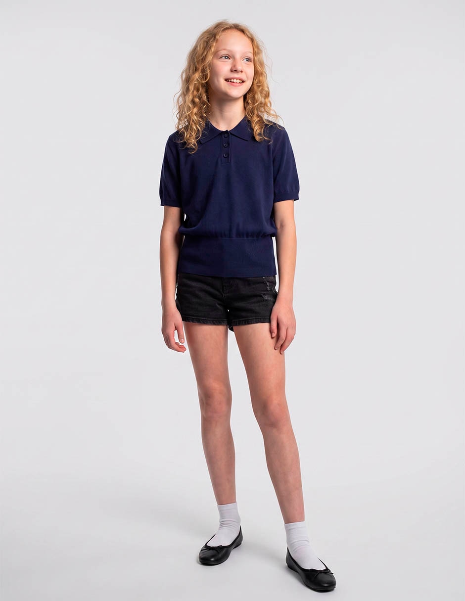 Playera tipo polo para niña