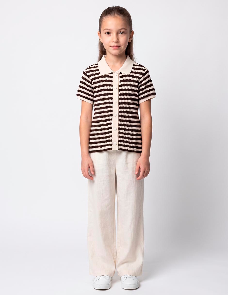 Playera tipo polo de algodón para niña