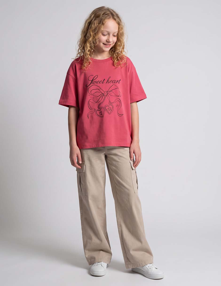 Playera manga al codo para niña