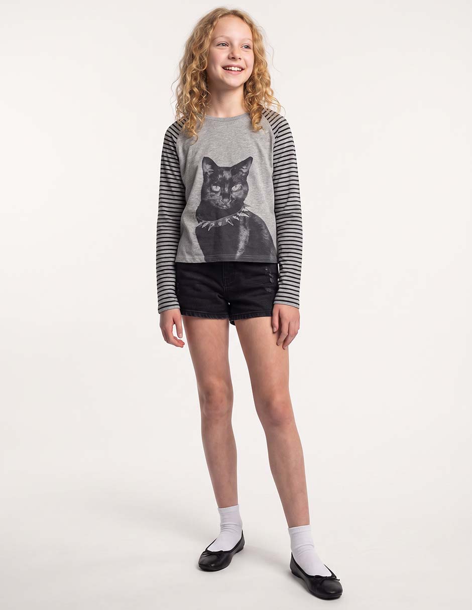 Playera manga larga para niña