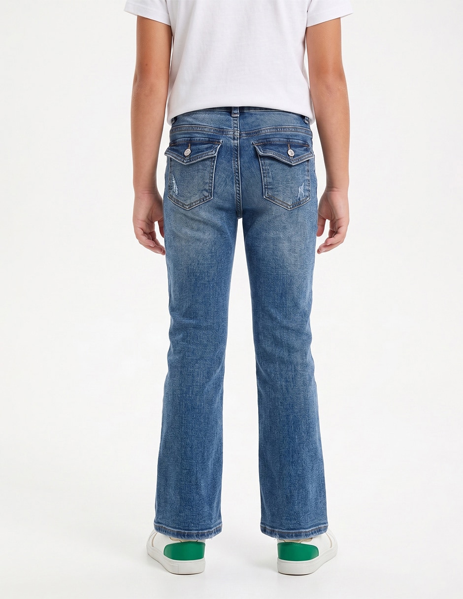 Jeans regular relajado lavado medio para niña 3