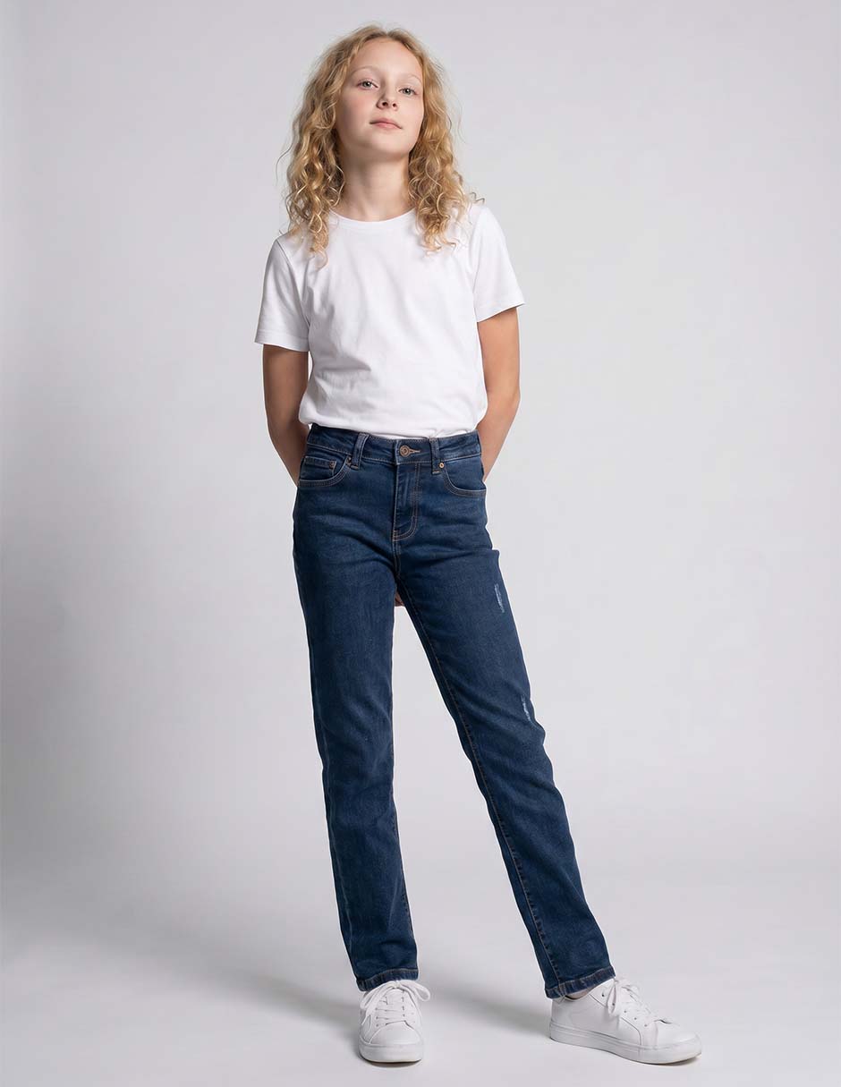 Jeans slim lavado medio para niña Jeans slim lavado medio para niña