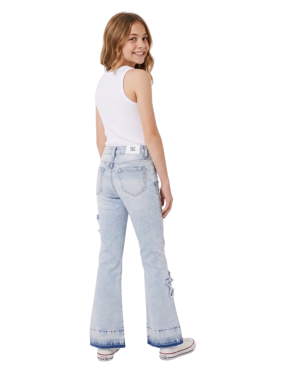 Jeans campana lavado claro para niña 4