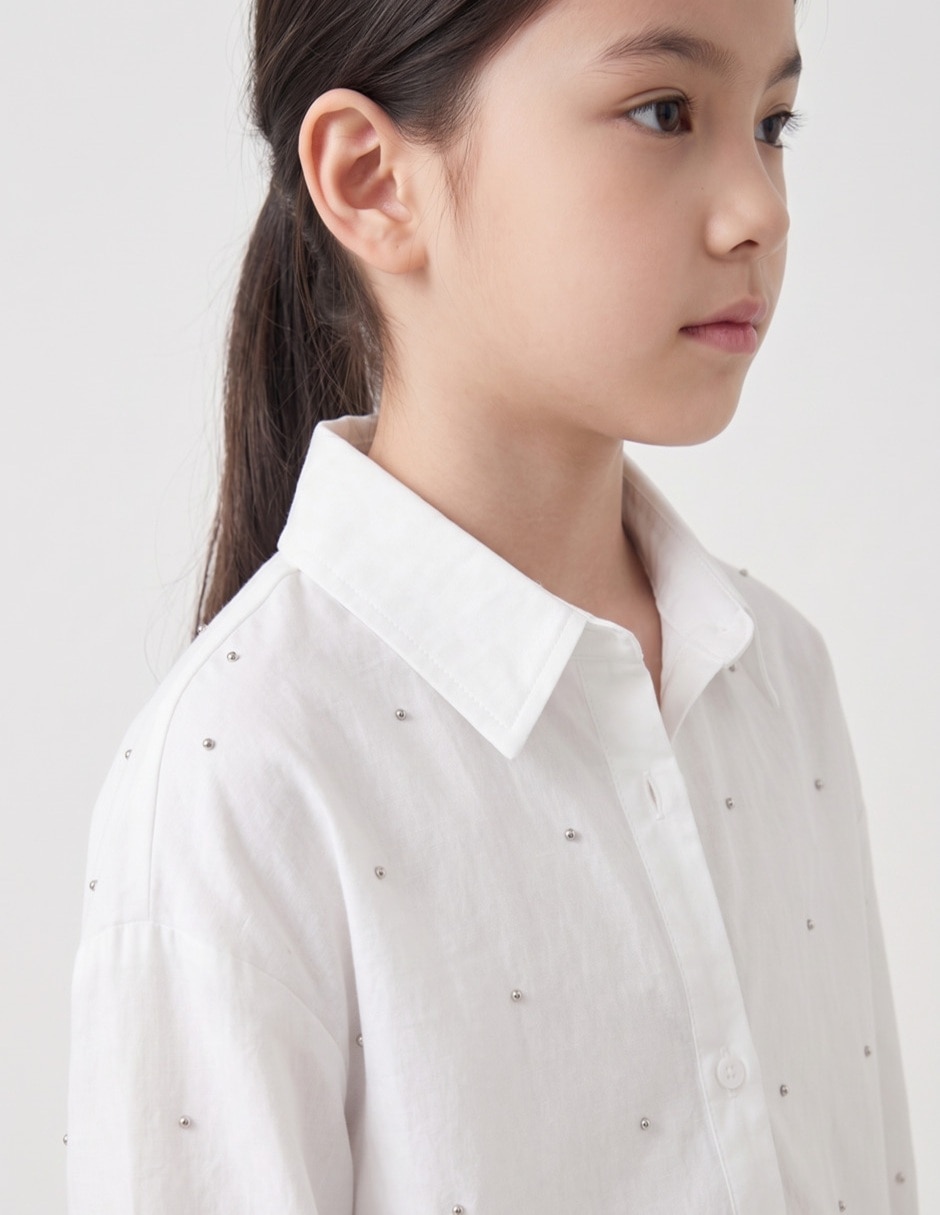 Camisa casual de algodón manga larga para niña
