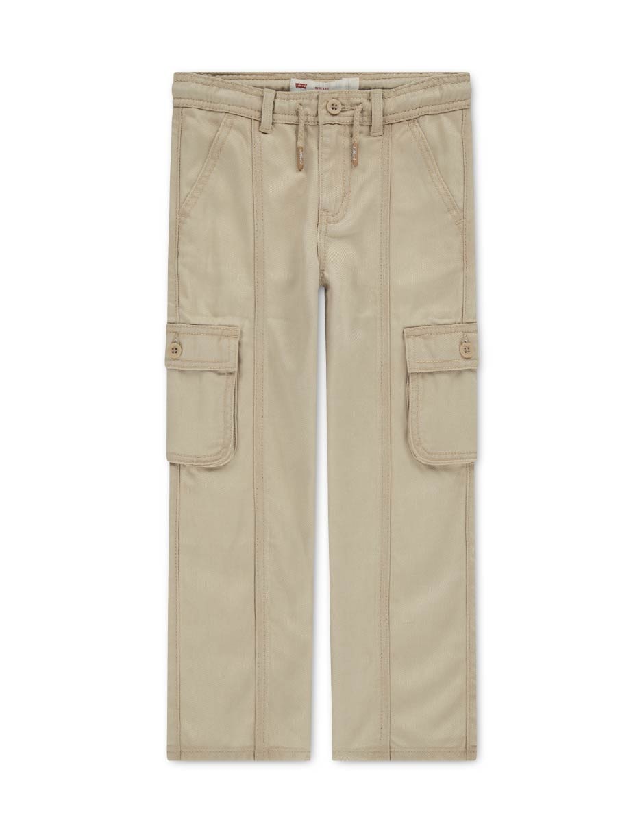 Jeans cargo amplio lavado medio para niña Jeans cargo amplio lavado medio para niña
