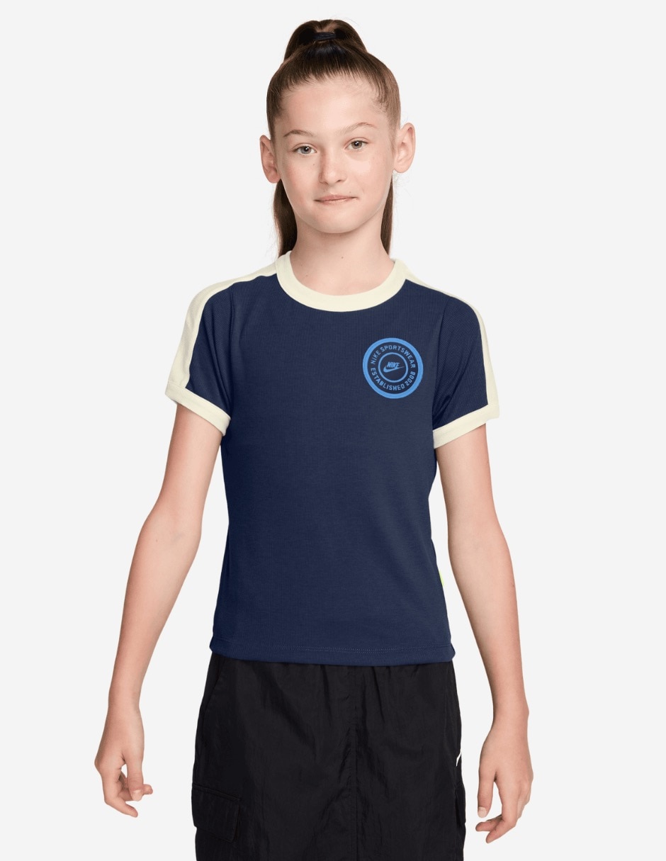 Playera nike g nsw cln ss rib top manga corta para niño