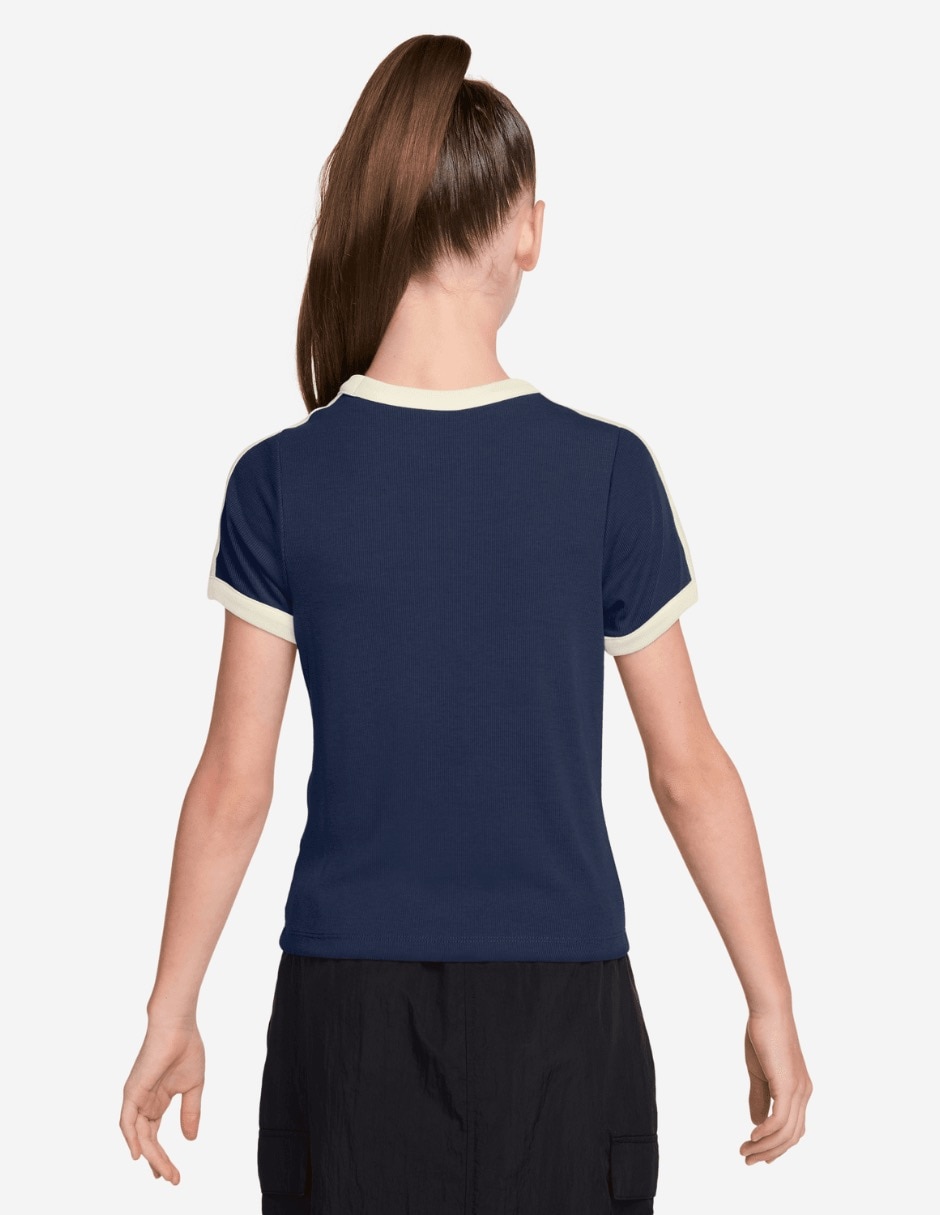 Playera nike g nsw cln ss rib top manga corta para niño