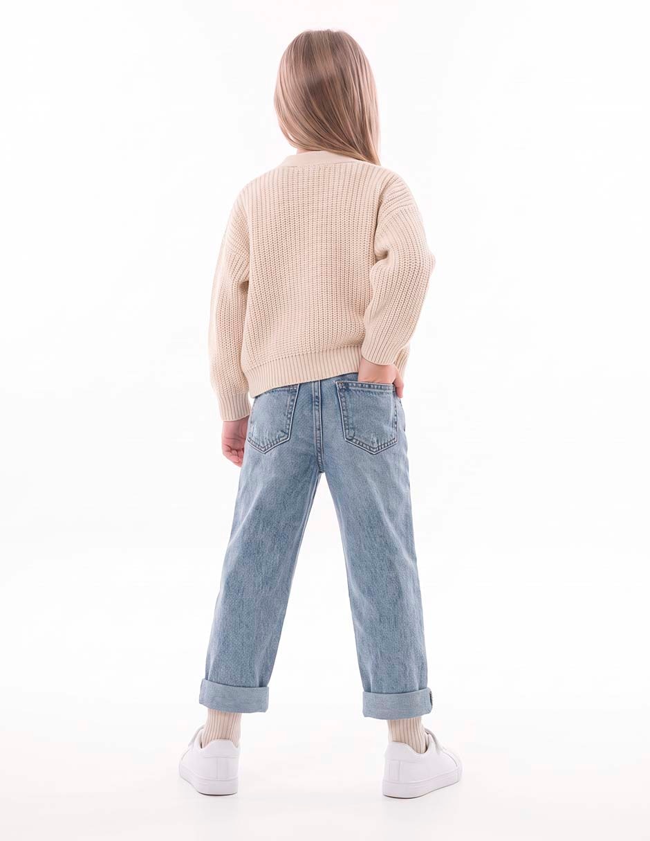 Jeans/Jegging Regular Wide leg Atemporal SXYKJM013 lavado Claro para Niña 2