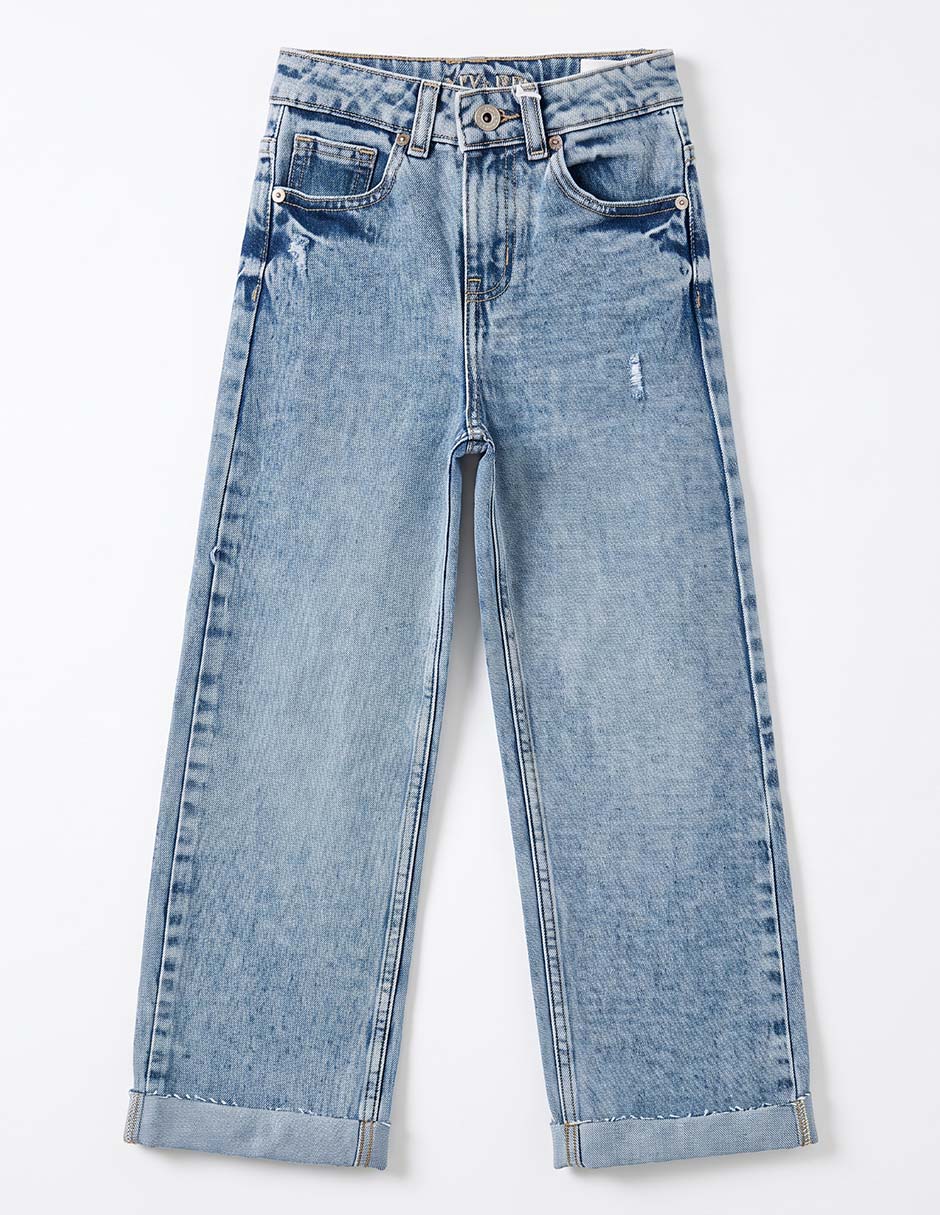 Jeans/Jegging Regular Wide leg Atemporal SXYKJM013 lavado Claro para Niña 3