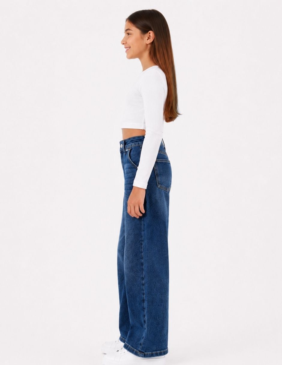 Jeans amplio Biography lavado medio para niña
