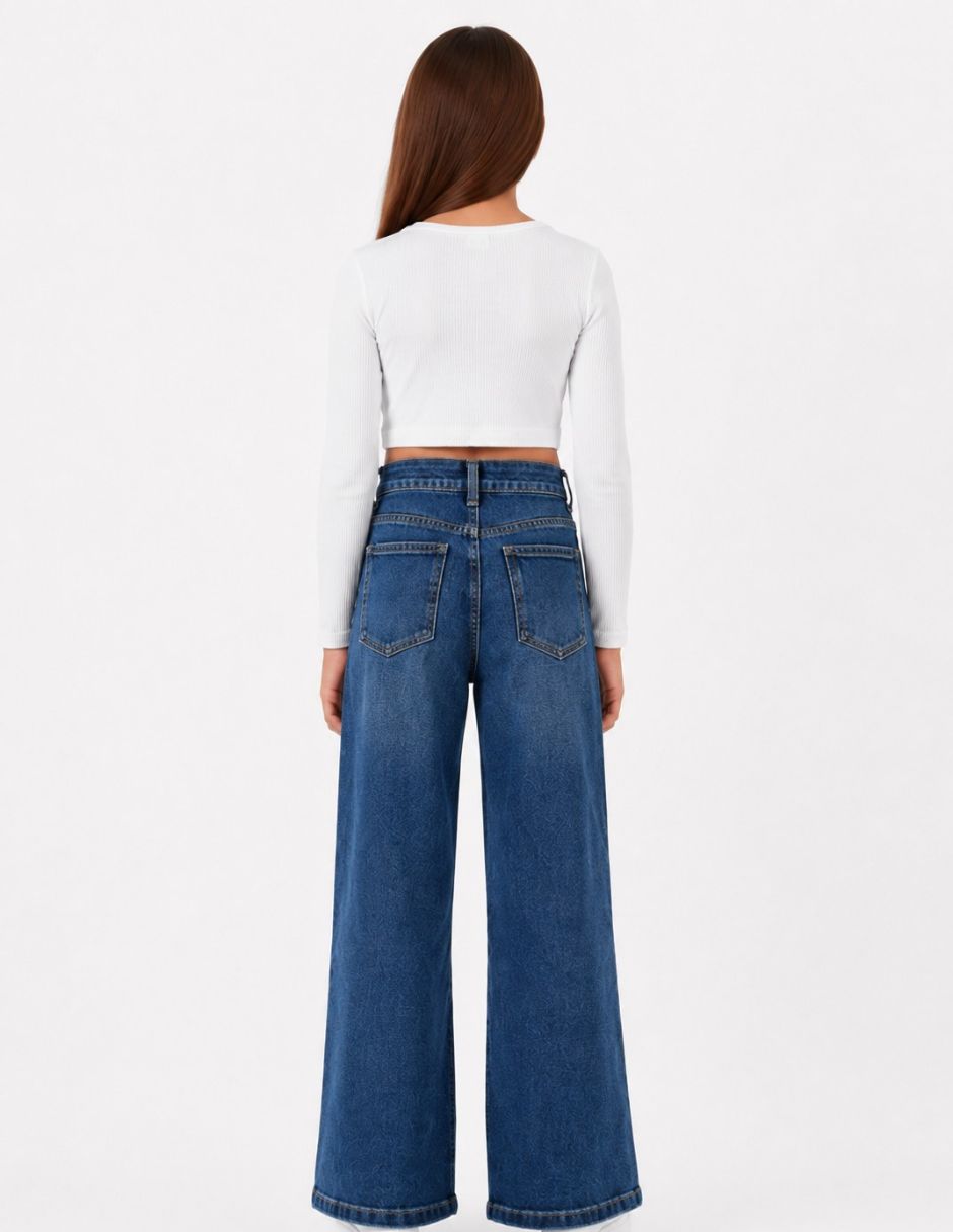 Jeans amplio Biography lavado medio para niña