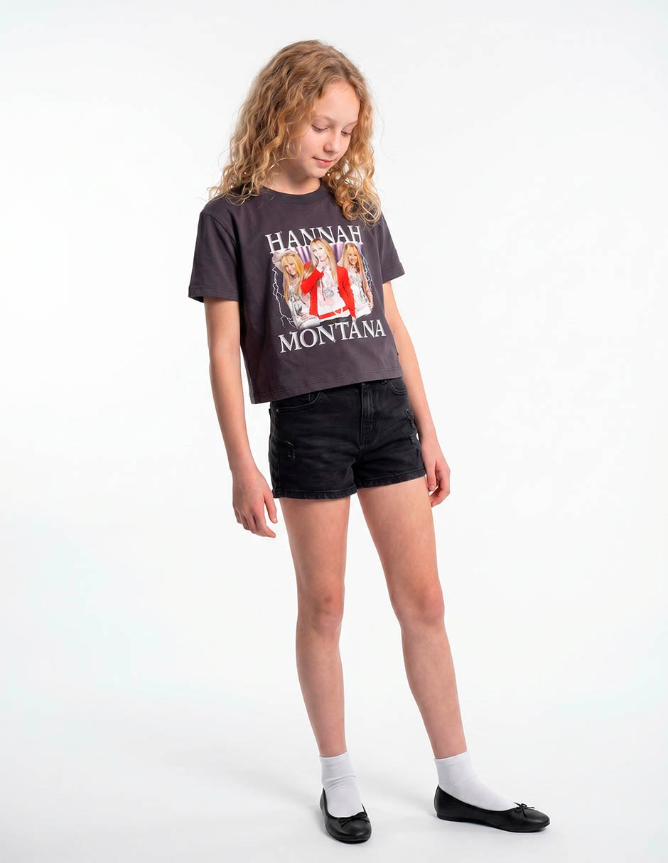 Playera hannah montana disney manga corta para niña