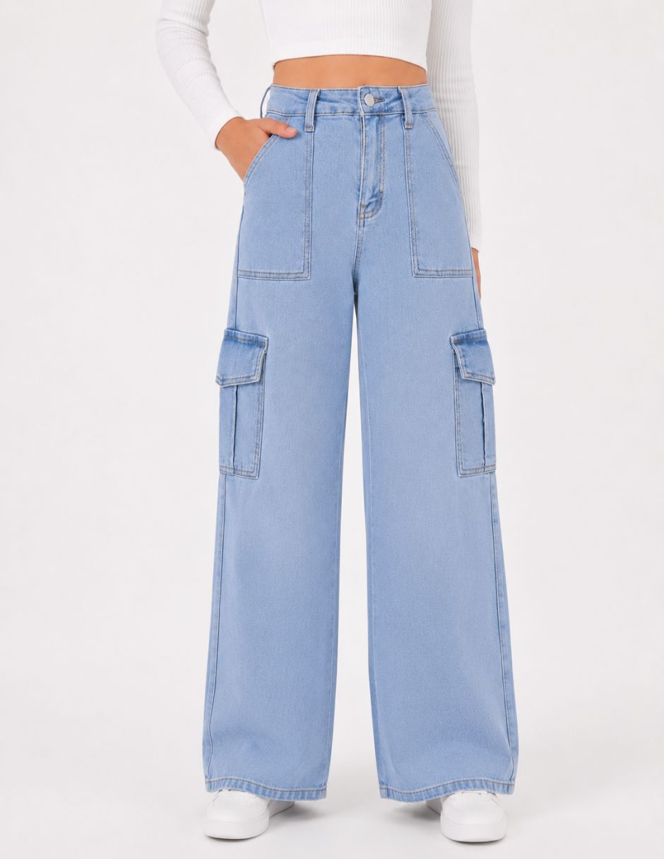 Jeans cargo relajado Biography lavado claro para Niña