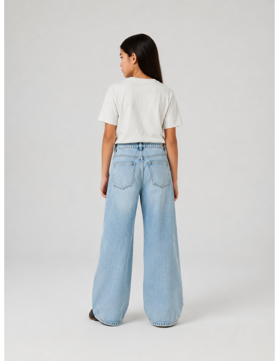 Jeans baggy deslavado para niña
