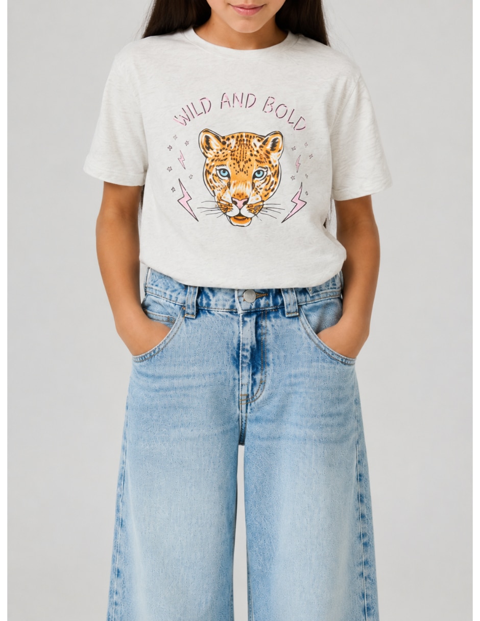 Jeans baggy deslavado para niña