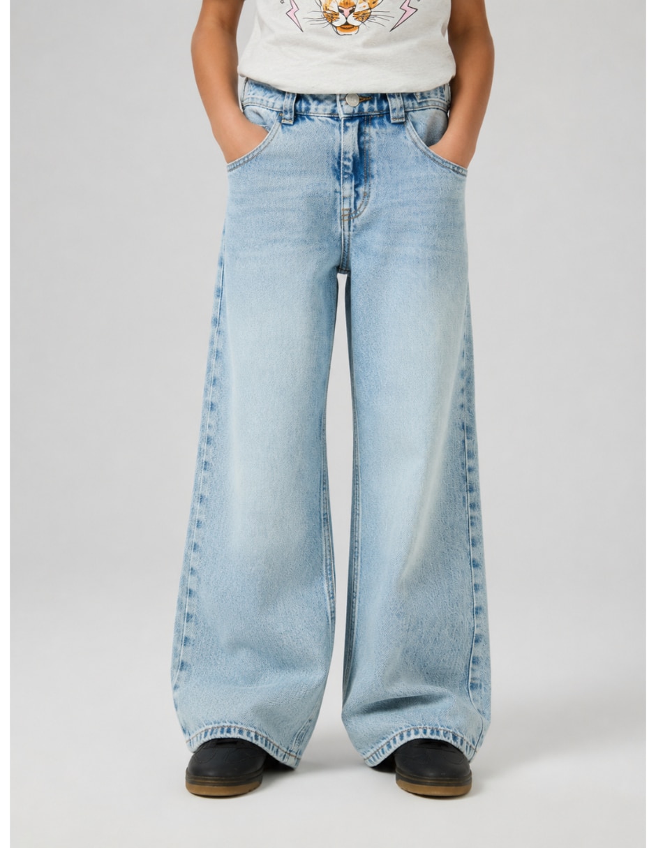Jeans baggy deslavado para niña