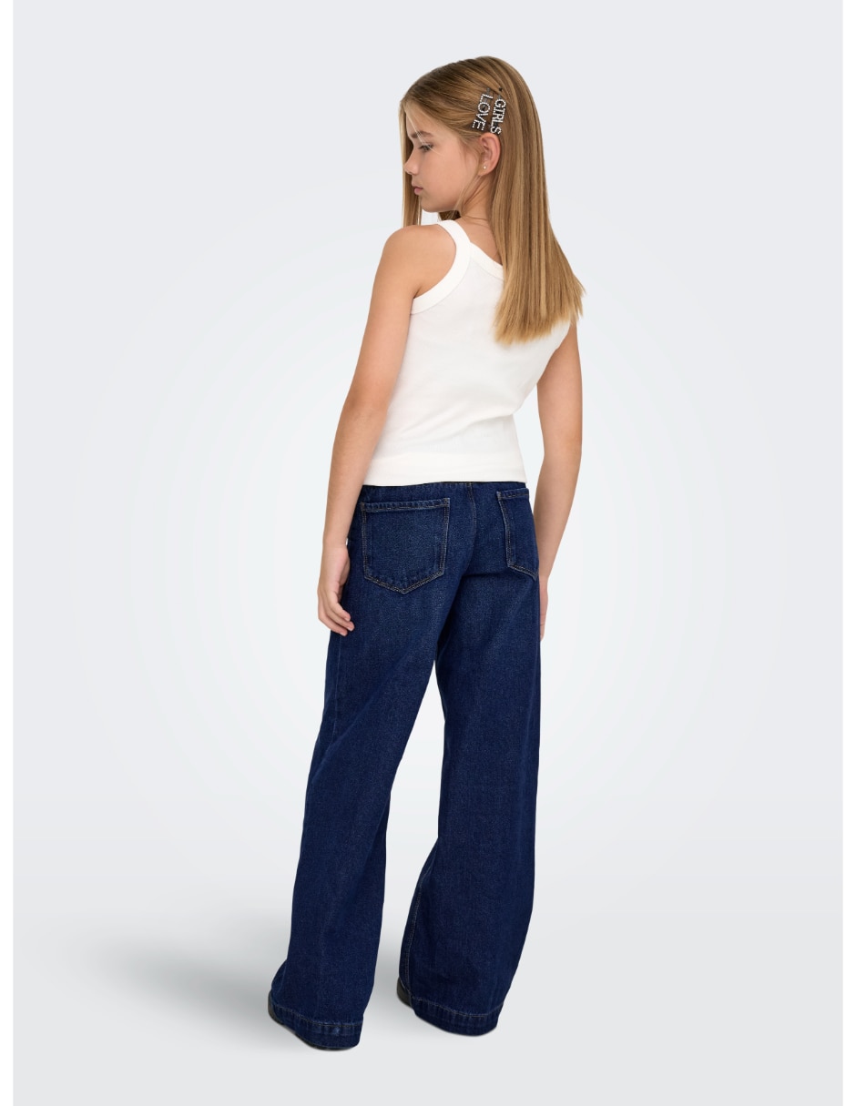 Jeans wide leg lavado rinse para niña 2