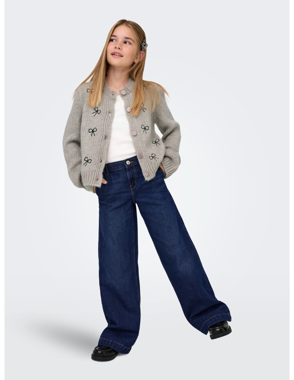 Jeans wide leg lavado rinse para niña 3