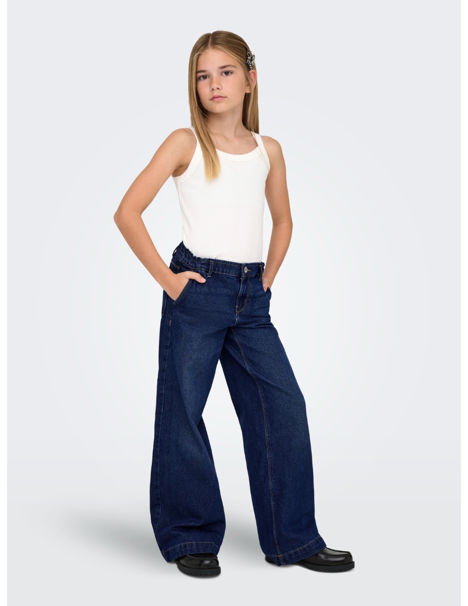 Jeans wide leg lavado rinse para niña 4