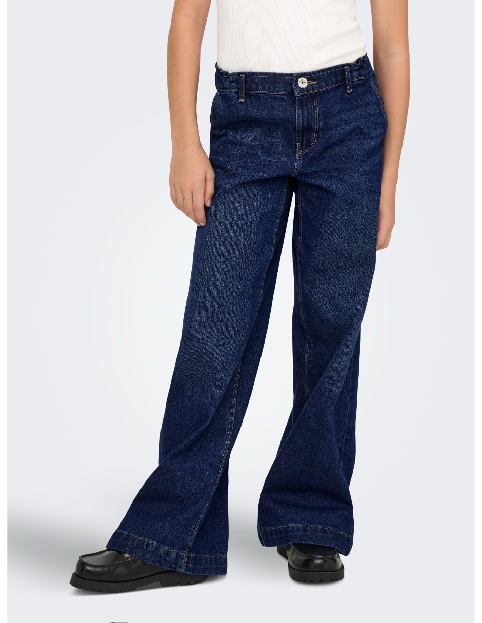 Jeans wide leg lavado rinse para niña Jeans wide leg lavado rinse para niña