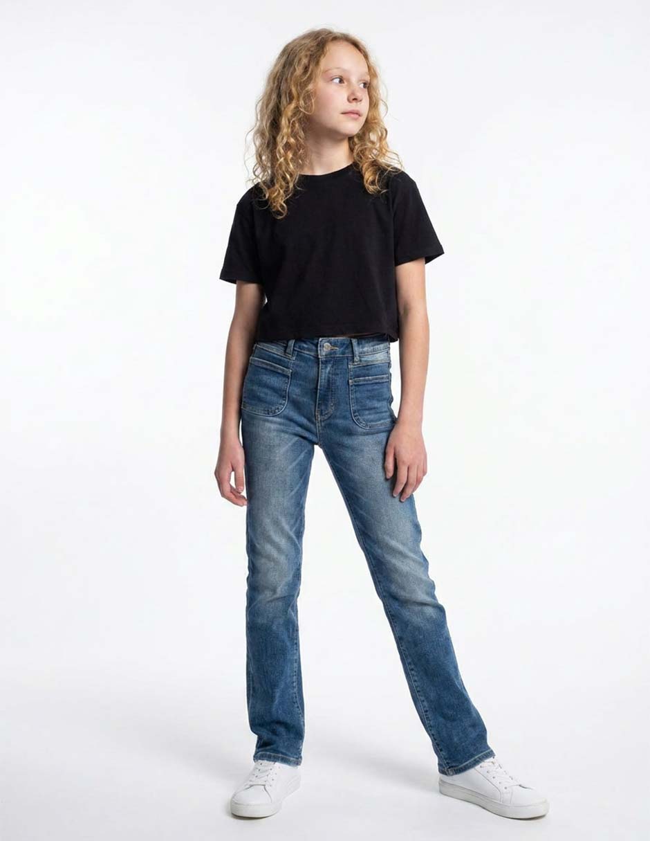 Jeans Wide leg SXYKJM051 lavado obscuro para niña